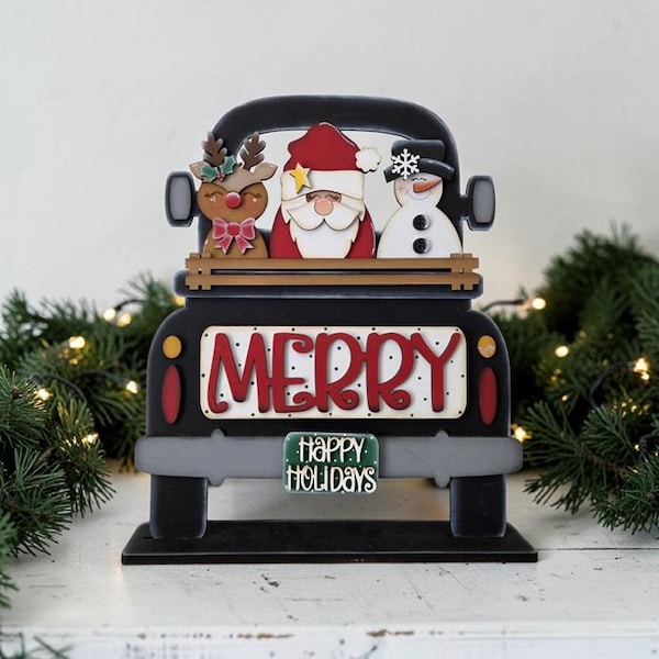 Add-on for Interchangeable Farmhouse Truck  | 12" Truck | Merry Trio Christmas Truck | Santa | Christmas Interchangeable