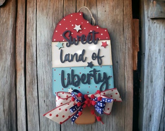 Popsicle Door Hanger, Fourth of July Decor, July 4th Decoration,  Popsicle, America, Door Hanger, Patriotic