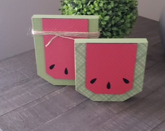 Wooden Watermelon Set - Watermelon - Summertime - Summer Tier Tray Decor - Summer Decor - Summertime Decoratioin