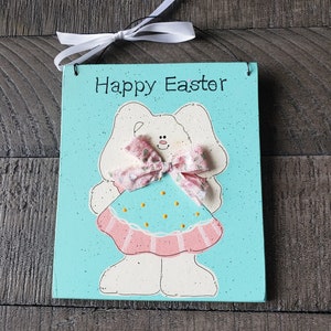 Sweet Little Happy Easter Bunny Sign Easter Sign Easter Decoration Easter Bunny zdjęcie 3