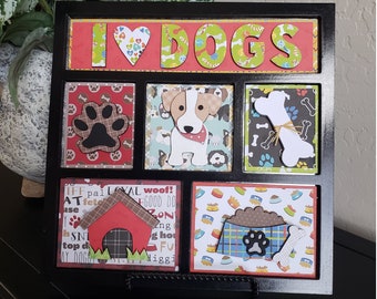 Magnetic Shadow Box, Wooden Dog Accents, Dog Shadow Box, Dog Lover, I Love Dogs