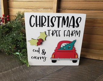 Wooden Christmas Tree Farm Sign - Wooden Sign - Wooden Christmas Sign - Christmas Sign - Christmas Decor - Christmas Decoration - Red Truck