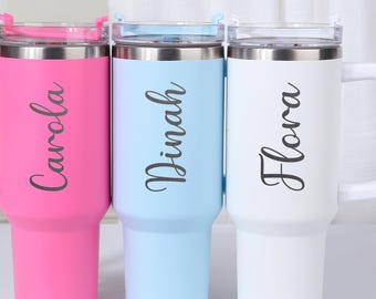 Personalized 40oz Engraved Tumbler,Personalized Tumbler with Name,Bridesmaid Gifts, Custom 40oz Tumbler, Tumbler with Handle,Sport Bottle