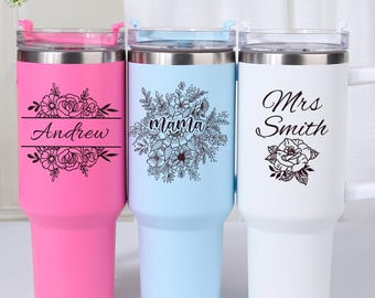 Personalized 40oz Tumbler with Handle & Straw,40 oz Travel Mug Not Stanley Brand Quencher, Gift for the Couple,Birthday Gift For Her
