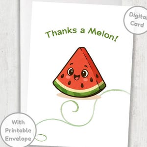 Wassermelone Dankeskarte, lustiges süßes Melonenwortspiel, digitaler Download, Wertschätzung, Dankbarkeit, dank an Lehrer, Freunde, Familie, Mitarbeiter