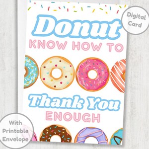 Donut Danke, lustige süße Karte, Printable, digitaler Download, Wertschätzung, Dankbarkeit, Dank an Lehrer, Freunde, Familie, Kollegen