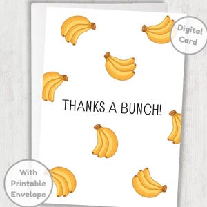 Carte de remerciement banane, jeu de mots drôle de banane sucrée, téléchargement numérique, appréciation, gratitude, remerciements enseignants, amis, famille, collègues
