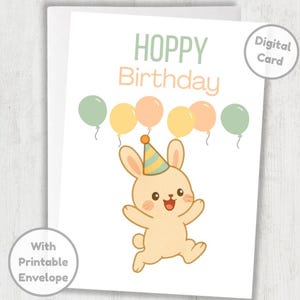 Birthday Card With Cute Bunny Rabbit Pun, Instant Download 5x7", Funny For Friends, Family, Loved One, Bday Party Celebration, Kids, Babies