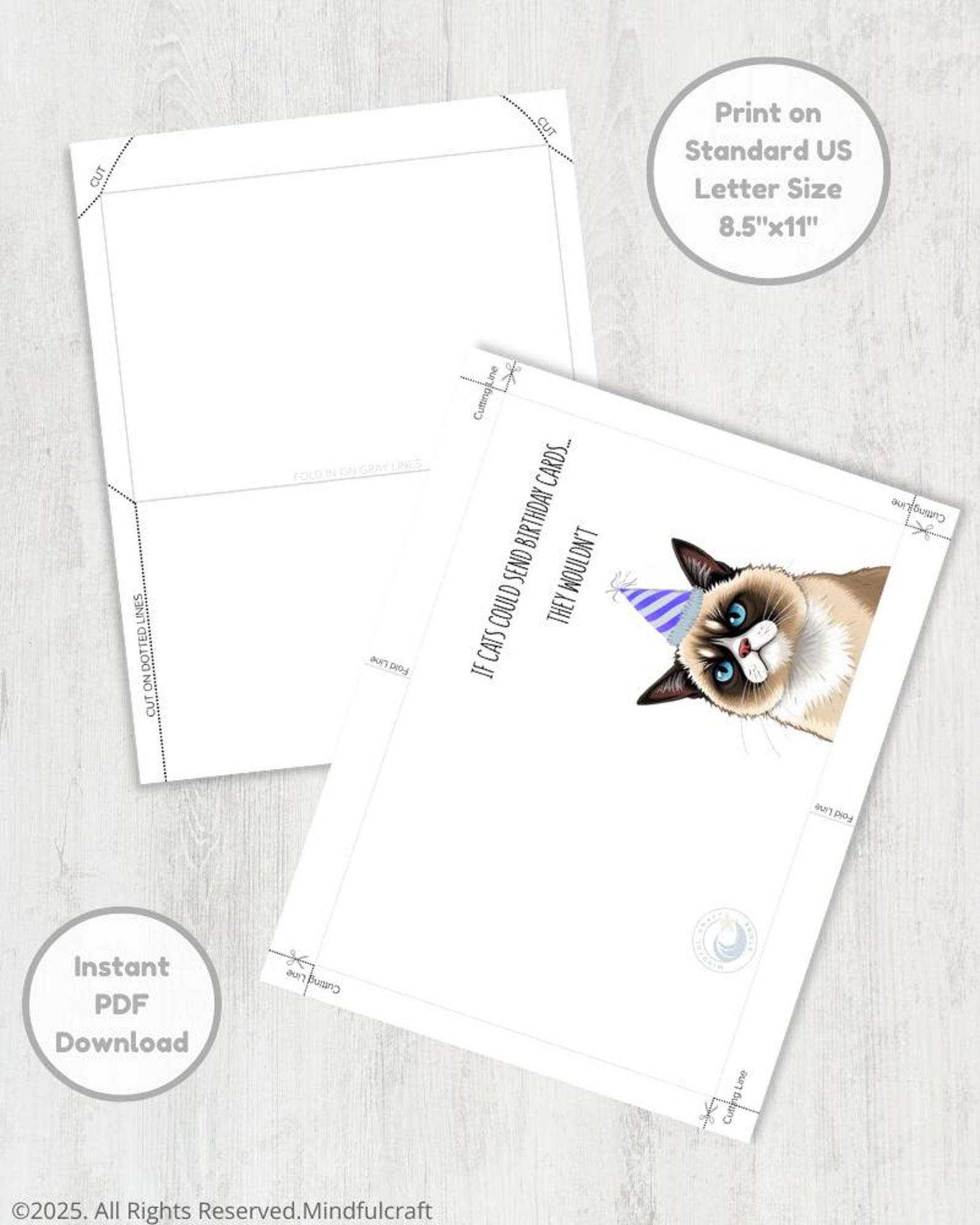 Funny Cat Printable Birthday Card, Grumpy Cat, Humorous Card for ...