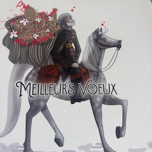 carte postale carrée illustration dougal inspiration outlander hématique noël