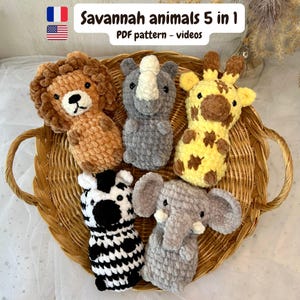 Safari crochet pattern - Savannah animals - Micro amigurumi crochet bundle - Tiny plushies chubby animals – Easy to follow amigurumi set