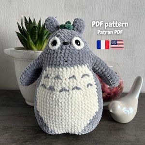 Totoro crochet pattern PDF, amigurumi forest animals, kawaii Totoro pattern