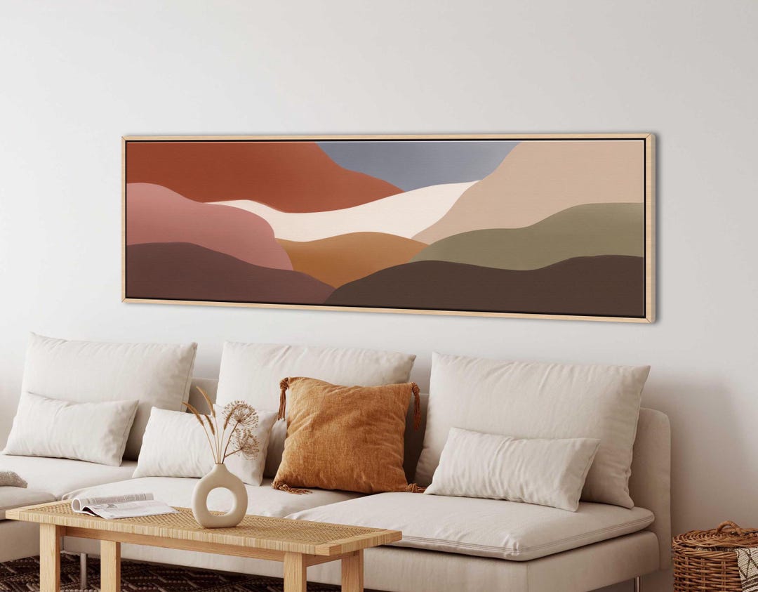 Abstract Geometric Landscape Wall Art, Earth Tone Neutral Shapes Modern ...