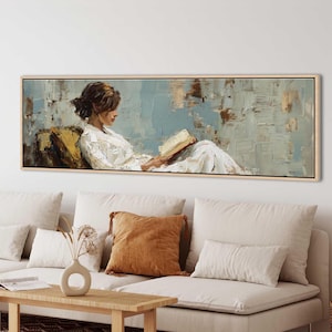 Abstract Impressionist Wall Art - Contemporary Living Room Framed Decor | Panoramic Canvas Print