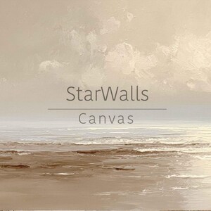Minimal Seascape Wall Art, Soft Neutral Ocean Horizon, Calm Coastal Canvas Print image 7