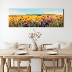 Abstract Wildflower Field Canvas Print: Framed Floral Landscape
