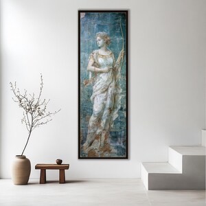 Ancient Roman Fresco Goddess Wall Art, Classical Female Figure, Timeless Antique Portrait Canvas Print image 12