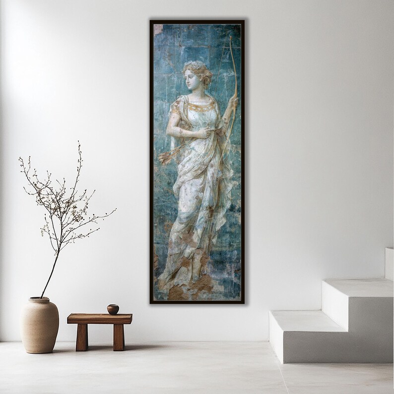 Ancient Roman Fresco Goddess Wall Art, Classical Female Figure, Timeless Antique Portrait Canvas Print image 12