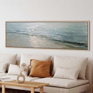 Abstract Ocean Waves Canvas Art: Long Horizontal Coastal Print