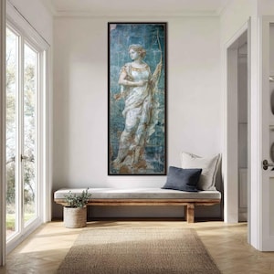 Ancient Roman Fresco Goddess Wall Art, Classical Female Figure, Timeless Antique Portrait Canvas Print image 8