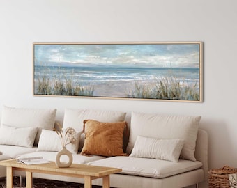 Calm Coastal Seascape Wall Art, Soft Ocean Horizon, Minimal Beach Canvas