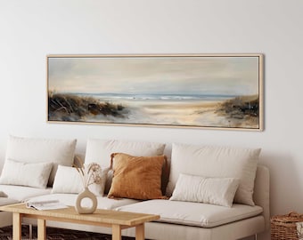 Framed Beach Landscape Canvas Art: Panoramic Coastal Wall Decor