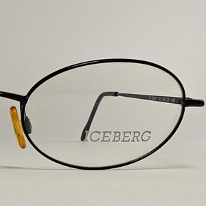 Iceberg, Unique NOS 00s oval delicate black metal frame, made in Italy