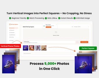 Elaboratore di immagini batch / Adattamento quadrato, filigrana, rinomina / app Windows
