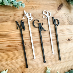 Acrylic Double Initial Drink Stirrers / Initial Swizzle Sticks / Wedding Stirrers / Wedding Swizzles / Monogram Drink Stirs / Custom Swizzle