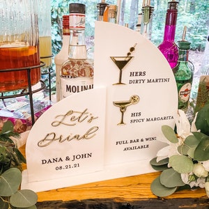 Doppel Panel 3D Acryl Bar Menü Schild / Hochzeit Bar Schild / Event Bar Menü / Laser Gravierte Menü / Acryl Signage / Signature Drink Schild