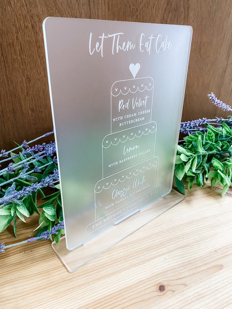 Acrylic Wedding Cake Flavor Sign / Wedding Cake Sign / Cake Etsy