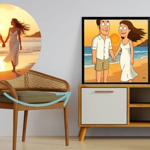 Custom Cartoon Portrait in Iconic Sitcom Style | Funny Couple, Family or Pet Art | Personalized Digital Gift for Him or Her