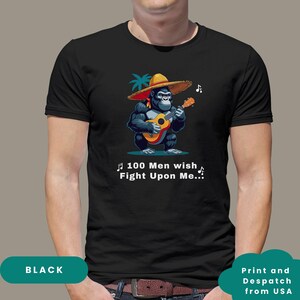 Gorilla Guitar Tee Men Gift Funny Animal T-Shirt Gorilla Lovers TikTok Meme Inspired Gift for Dad Gift for him