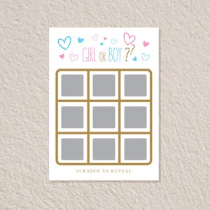 Spel geslachtsonthulling babyshower: kraskaarten om jongen of meisje te onthullen