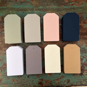 Etichette vuote con foro – 12,2x6,8 cm (4,8x2,7 pollici) / 8 opzioni di colore / Kraft, Minimal, Regalo, Matrimonio, Confezione prodotto / 50 pezzi