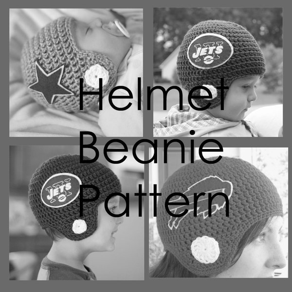 Football Helmet Beanie PATTERN - Baby, Toddler, Child and Adult