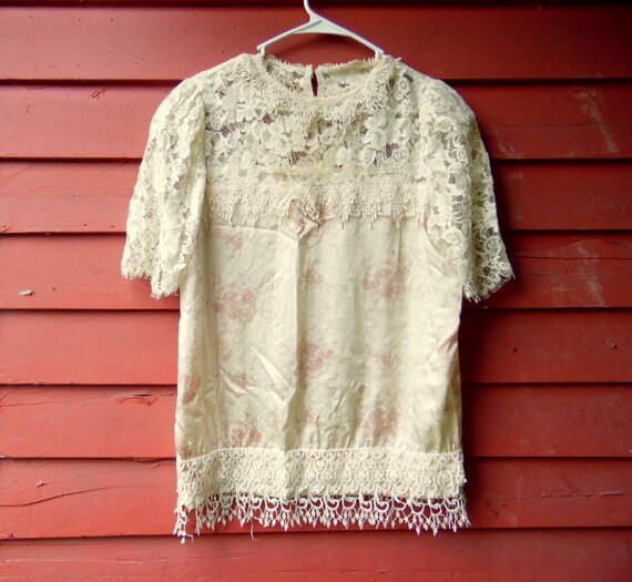 70s/80s Jessica McClintock Lace and Floral Boho P… - image 2