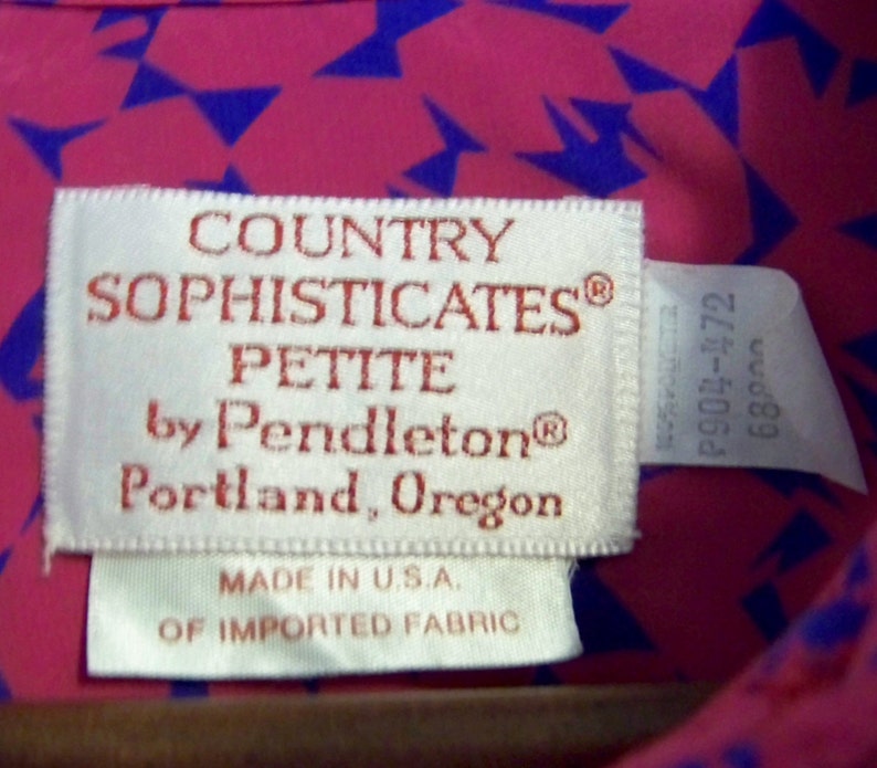 80s Psychedelic Working Girl Bold Pattern Polyester Ladies Blouse by Pendleton