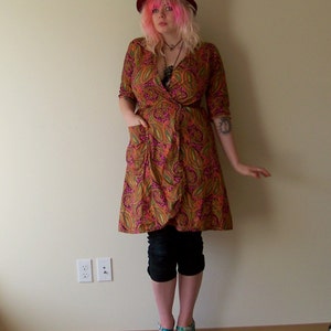 60s/70s Bright Psychedelic Paisley Wrap Dress by Swirl