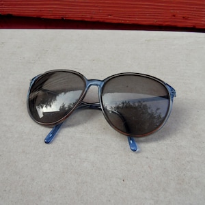 80s Martin Copeland Designer Blue Frame Prescription Sunglasses Big Round Square Eyewear