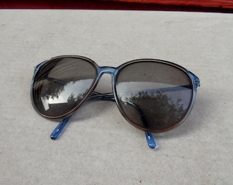 80s Martin Copeland Designer Blue Frame Prescription Sunglasses Big Round Square Eyewear