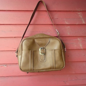 70s/80s Brown Vinyl Carry On Laptop Shoulder Overnight Bag
