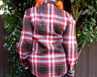 70s/80s Black and Red Plaid Wool Blend Timber Run Flannel 70s/80s Black and Red Plaid Wool Blend Timber Run Flannel