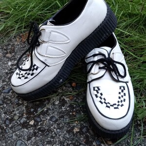 Vintage Style White Creeper Platform Punk Ska Oxfords Women's