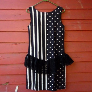 80s Black and White Americana Peplum Beachy Summer Dress XS/S
