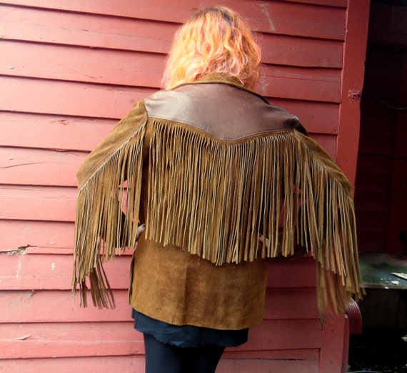 60s/70s Chocolate Suede and Leather Fringe Hippie Boho