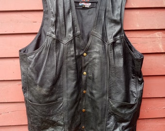 Vintage Motorcycle Vest 60 XXL Love Leathers Ride Our Hide Biker Riding Skins