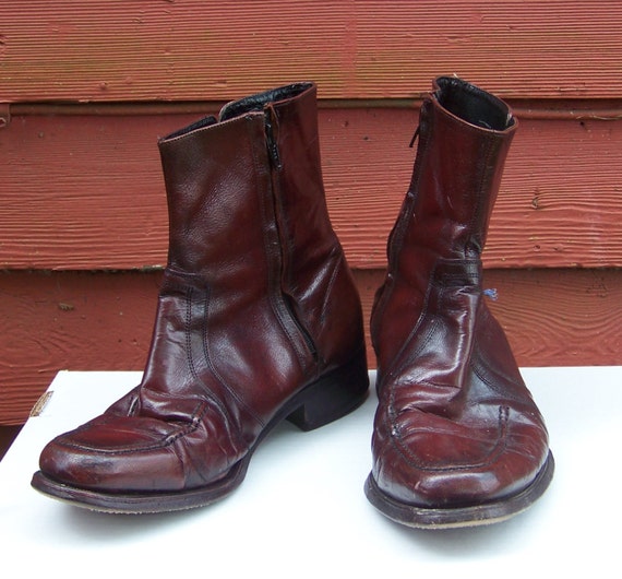 70s Auburn Florsheim Zip Up Beatle Chelsea Boots … - image 2