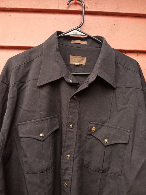 Vintage Solid Black Pendleton Wool Western Round … - image 1