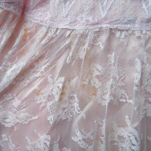 80s Peachy Pink Lace Gunne Sax Cape Sleeve Boho Spring Summer Bride Drop Waist Maxi S 9 10 image 5